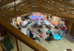 The crowd of over 90 gathers; view from the Crow