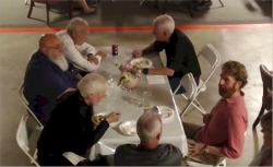 The band eats before performing.
